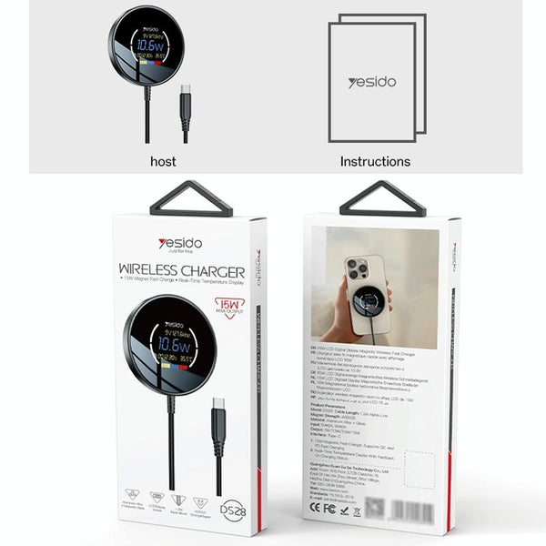 15W Magnetic Wireless Charger With Digital Display 1.2M Chargers & Cradles