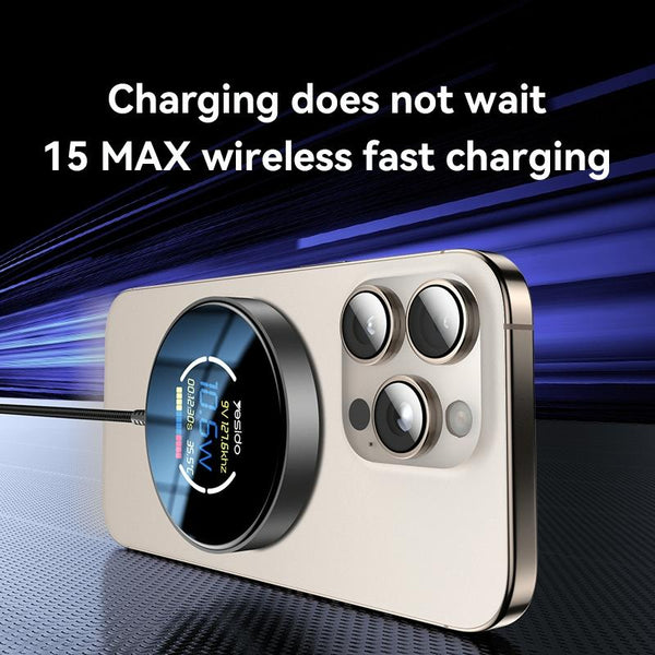 15W Magnetic Wireless Charger With Digital Display 1.2M Chargers & Cradles