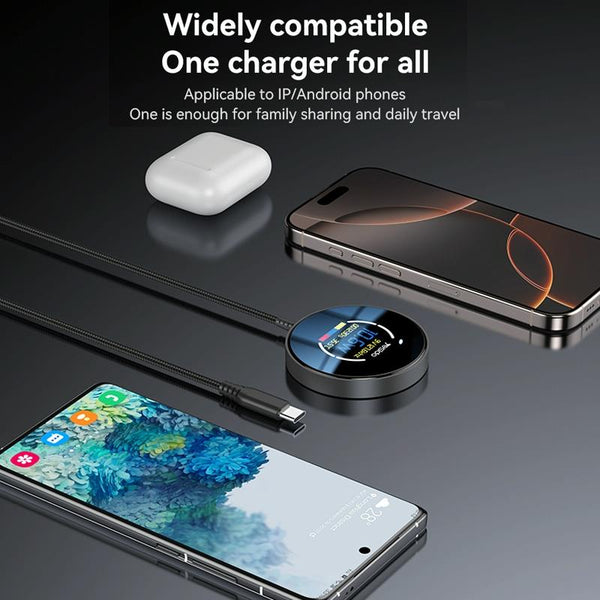 15W Magnetic Wireless Charger With Digital Display 1.2M Chargers & Cradles