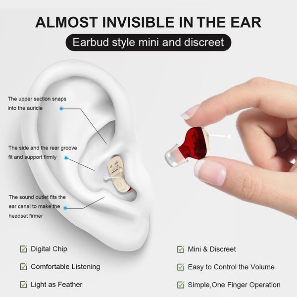 1Pair In Ear Hearing Aid For Elderly & Impaired Black Other Health Care