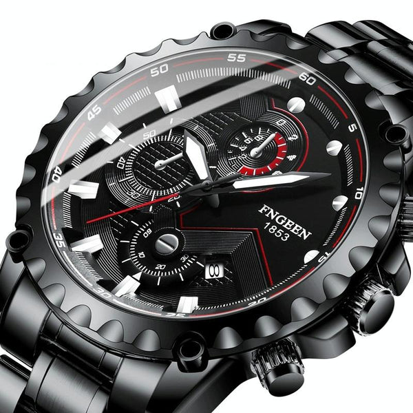 Stainless Steel Waterproof Men Sports Watch Black Surface Watches