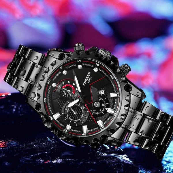 Stainless Steel Waterproof Men Sports Watch Black Surface Watches