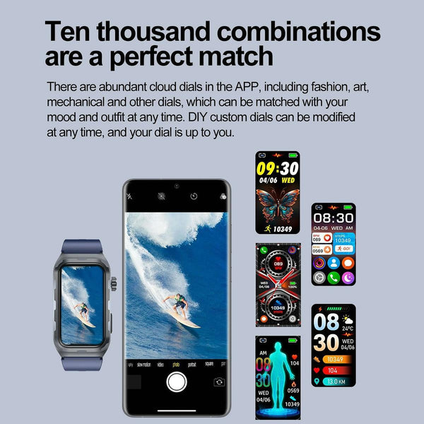 Ip68 Waterproof Smart Watch Ecg Health Monitoring Black Smart Watches