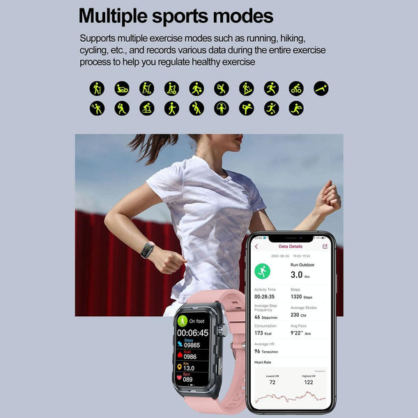 Ip68 Waterproof Smart Watch Ecg Health Monitoring Black Smart Watches