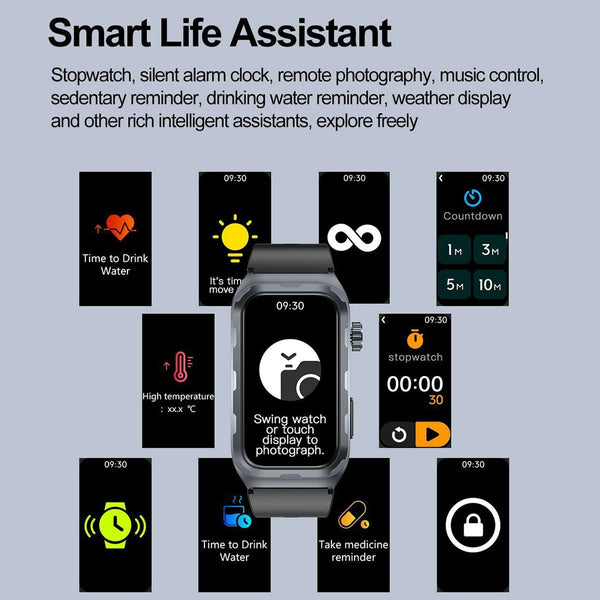 Ip68 Waterproof Smart Watch Ecg Health Monitoring Black Smart Watches