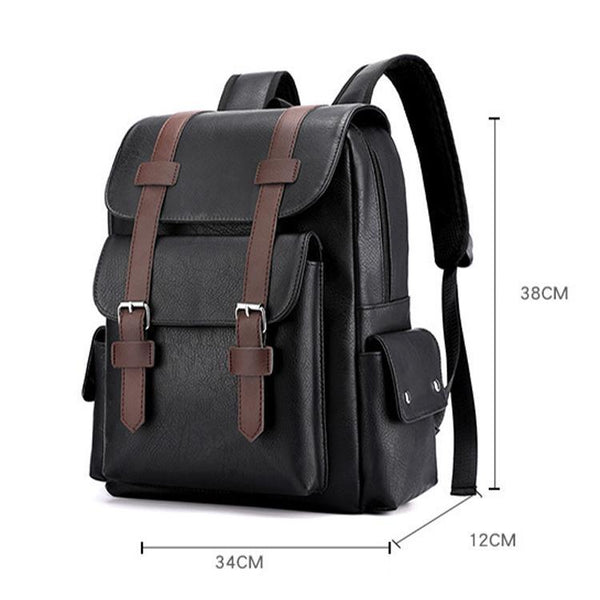 Parallel Large Capacity Pu Leather Laptop Backpack For Travel & School Black Laptop Cases & Bags