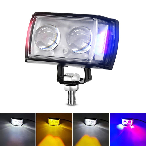 11W Three Sided Flash Motorcycle Spotlight Black With Led Warning Lights Other Lighting Parts