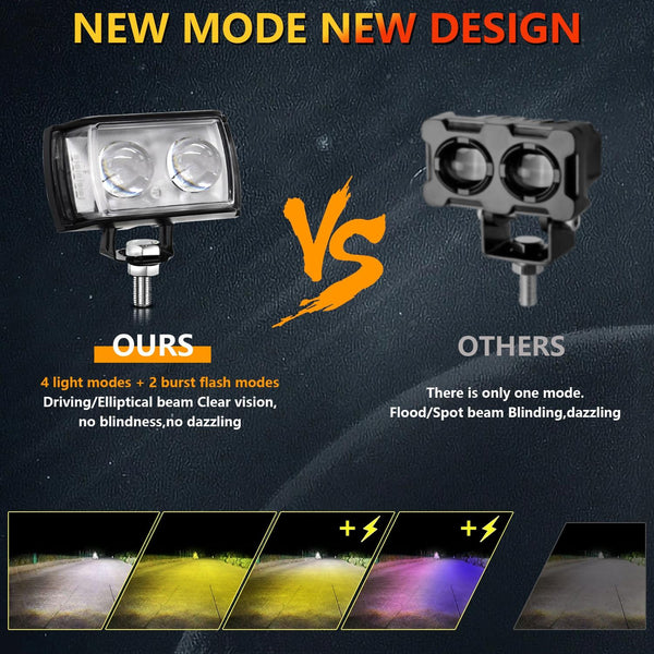 11W Three Sided Flash Motorcycle Spotlight Black With Led Warning Lights Other Lighting Parts