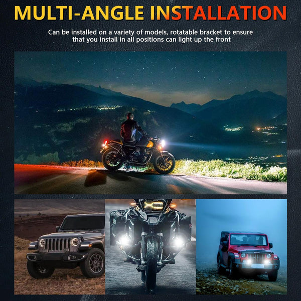 11W Three Sided Flash Motorcycle Spotlight Black With Led Warning Lights Other Lighting Parts