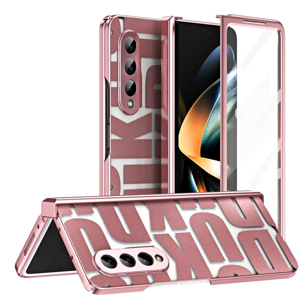 Rose Gold Foldable Electroplated Phone Case For Samsung Galaxy Z 4 5G With Hinge Cases Covers & Skins