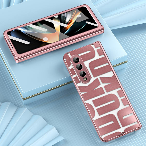 Rose Gold Foldable Electroplated Phone Case For Samsung Galaxy Z 4 5G With Hinge Cases Covers & Skins
