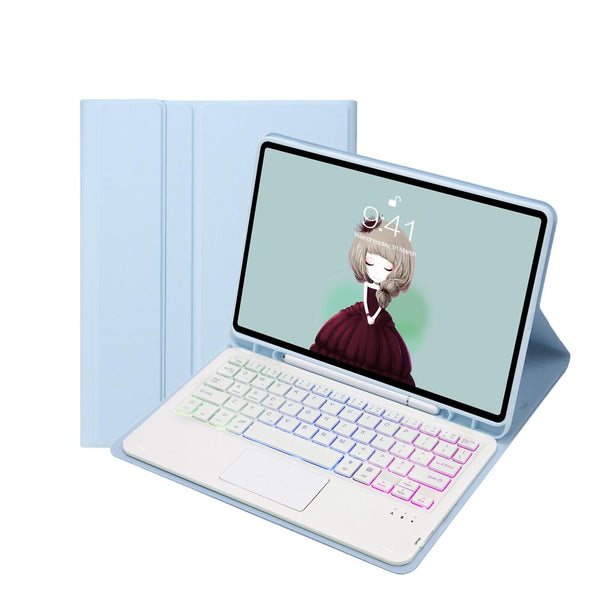 Bluetooth Keyboard Leather Case For Ipad 9.7 2018 & 2017 / Pro Air With Touch Pad Backlight Sky Keyboards