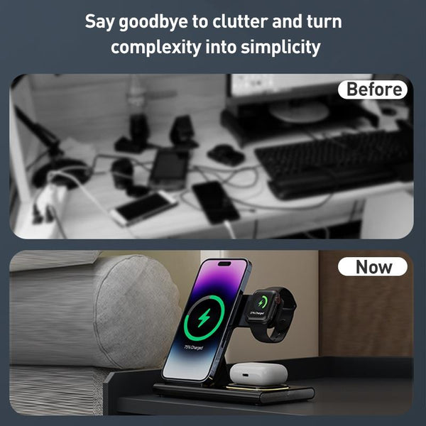 15W 3 In Foldable Wireless Charger Black Chargers & Cradles