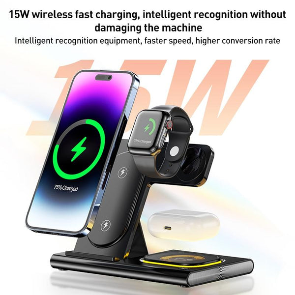 15W 3 In Foldable Wireless Charger Black Chargers & Cradles