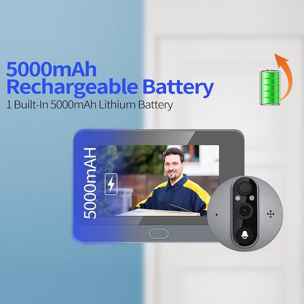 Smart Wifi Door Viewer With Wide Angle Pir & Night Vision 1080P 4.3 Inch Dingdong Photo White Smart Doorbells