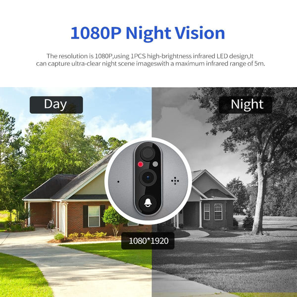 Smart Wifi Door Viewer With Wide Angle Pir & Night Vision 1080P 4.3 Inch Dingdong Photo White Smart Doorbells