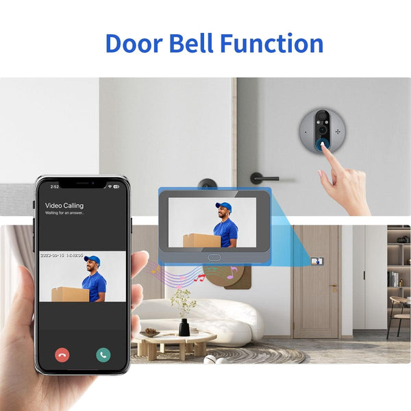 Smart Wifi Door Viewer With Wide Angle Pir & Night Vision 1080P 4.3 Inch Dingdong Photo White Smart Doorbells