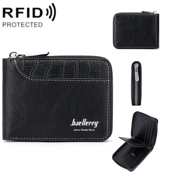 Secure Rfid Blocking Short Wallet Anti Theft Black Wallets