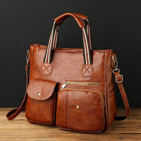 Large Capacity Messenger Handbag Multi Pocket Shoulder Middle Aged Mother Bag Brown Nappy Bags