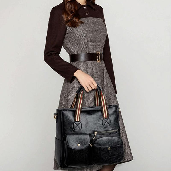 Large Capacity Messenger Handbag Multi Pocket Shoulder Middle Aged Mother Bag Brown Nappy Bags