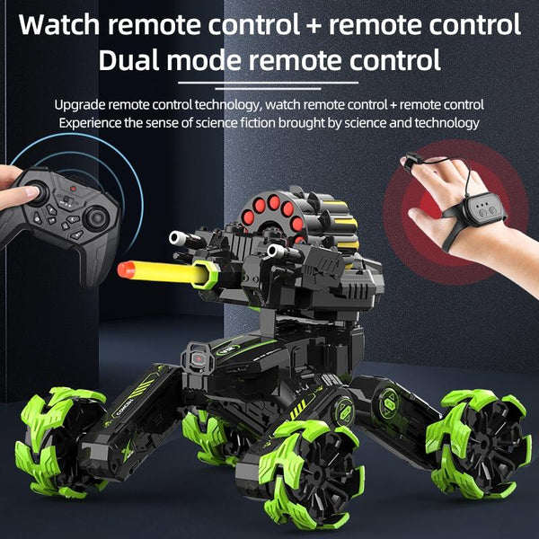 Remote Control Car With Soft Bomb Four Wheel Battle Blooming Tire Spray Blue Remote Controlled Toys