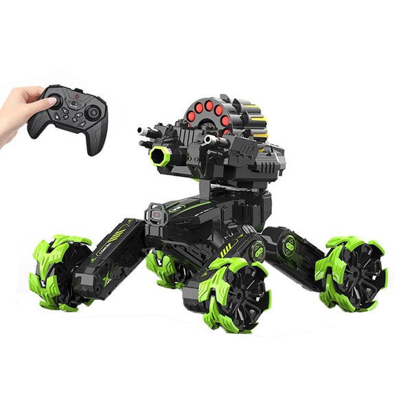 Remote Control Car With Soft Bomb Four Wheel Battle Blooming Tire Spray Blue Remote Controlled Toys