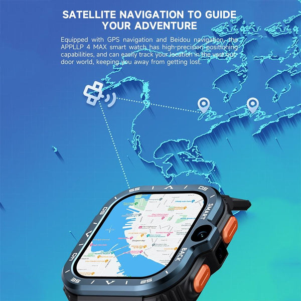 2.02 Inch Android 8.1 Full Network Wifi Card Bluetooth Smart Watch Navy Smart Watches