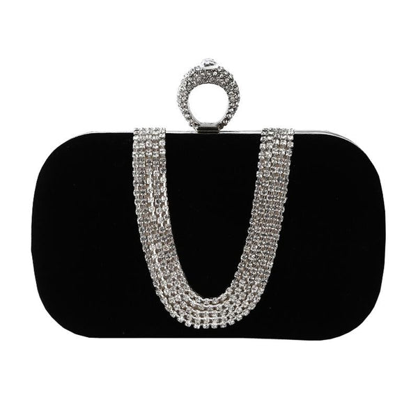 Embellished U Shape Evening Clutch For Ladies Banquet Ready Black Wallets