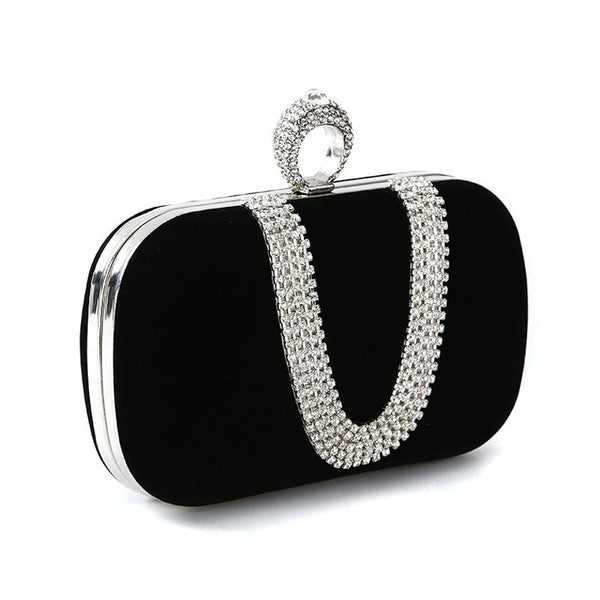 Embellished U Shape Evening Clutch For Ladies Banquet Ready Black Wallets