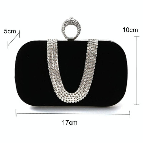 Embellished U Shape Evening Clutch For Ladies Banquet Ready Black Wallets