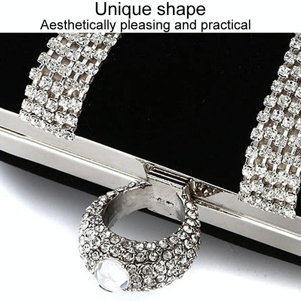 Embellished U Shape Evening Clutch For Ladies Banquet Ready Black Wallets