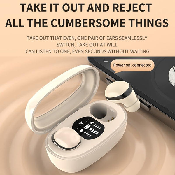 Mini Tws Bluetooth Earphones With Rectangular Bin Noise Reduction Long Battery Life Wireless Skin Colour Earbuds