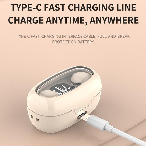 Mini Tws Bluetooth Earphones With Rectangular Bin Noise Reduction Long Battery Life Wireless Skin Colour Earbuds