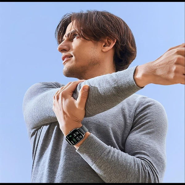 2.04 Inch Colour Screen Smart Watch Steel Strap Support Bluetooth Call Black Smart Watches