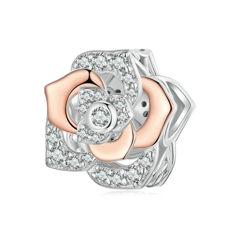 925 Sterling Silver Rose Gold Shining Beads Charms & Pendants