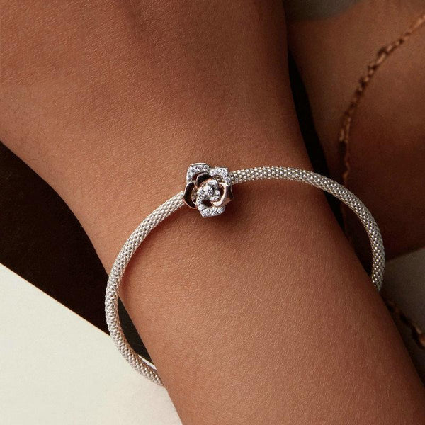 925 Sterling Silver Rose Gold Shining Beads Charms & Pendants