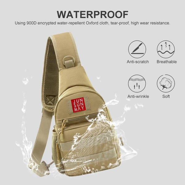 Waterproof Crossbody Chest Pack For Outdoor Sports Lightweight & Durable Khaki Bags