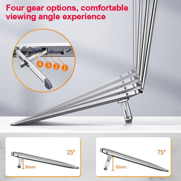 Foldable Aluminum Laptop Stand Adjustable Height Base Silver Other Laptop & Desktop Accs