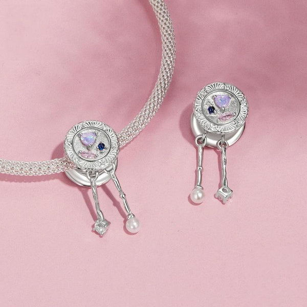 925 Sterling Silver Platinum Plated Tassel Beads Bracelet Charms & Pendants