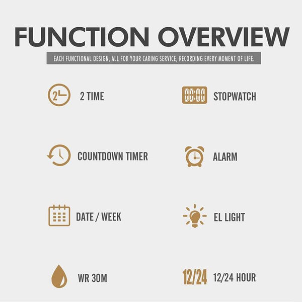 Waterproof Multifunctional Men Digital Watch Luminous Stainless Steel 30M Rose Gold White Watches