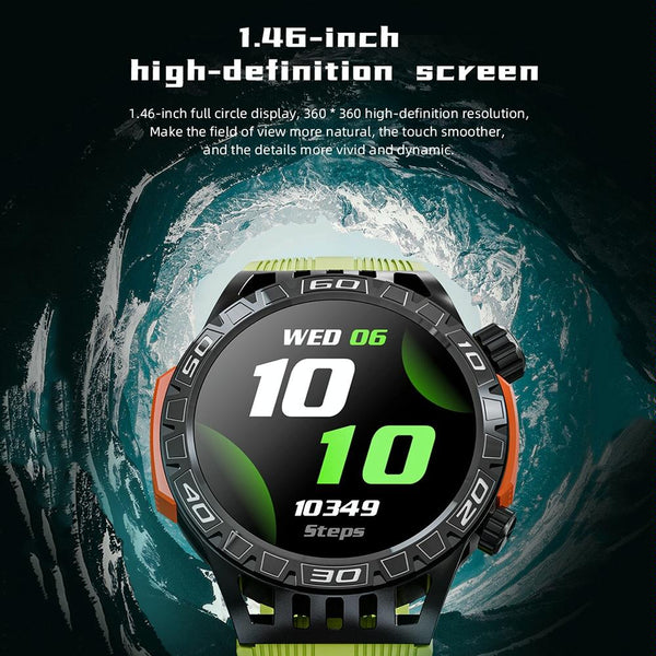 1.46 Inch Ip68 Waterproof Sos Flashlight Bluetooth Smart Watch Black Smart Watches