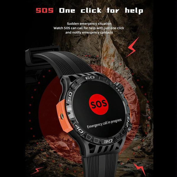 1.46 Inch Ip68 Waterproof Sos Flashlight Bluetooth Smart Watch Black Smart Watches