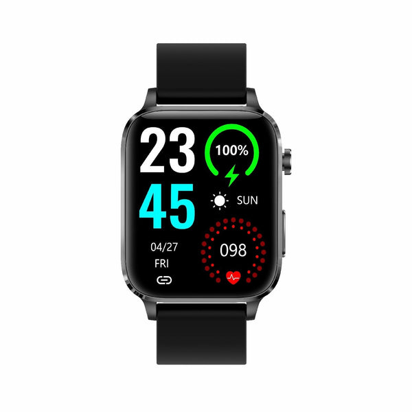 1.7 Inch Hd Square Screen Smartwatch With Tpu Strap Temp & Spo2 Monitor Black Smart Watches