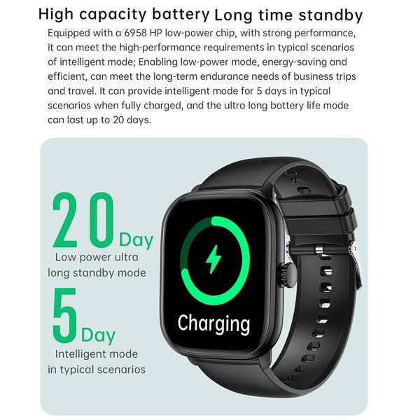 2.01 Inch Ips Hd Screen Smart Watch Supports Bluetooth Call / Health Monitoring Black Smart Watches