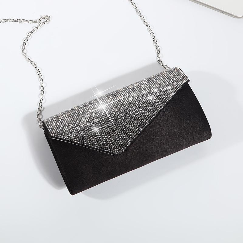 Black Rhinestone Shoulder Bag For Dinner & Cosmetics Women's Bags & Handbags
