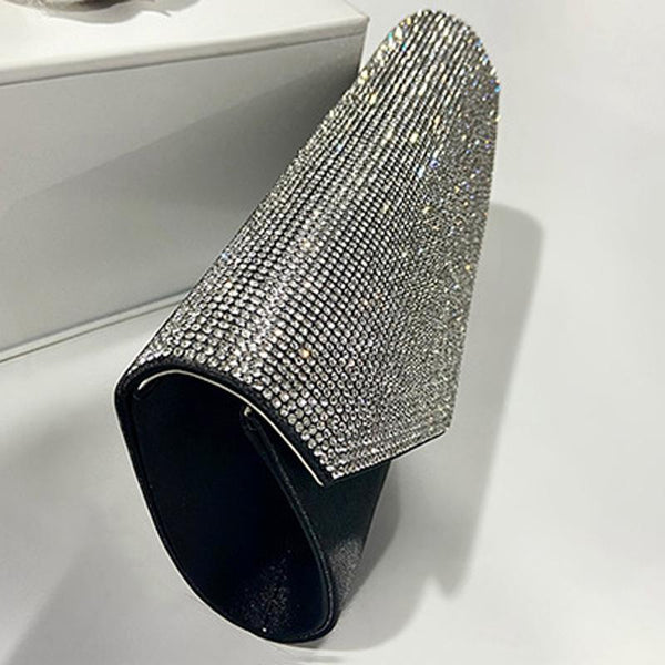 Black Rhinestone Shoulder Bag For Dinner & Cosmetics Women's Bags & Handbags