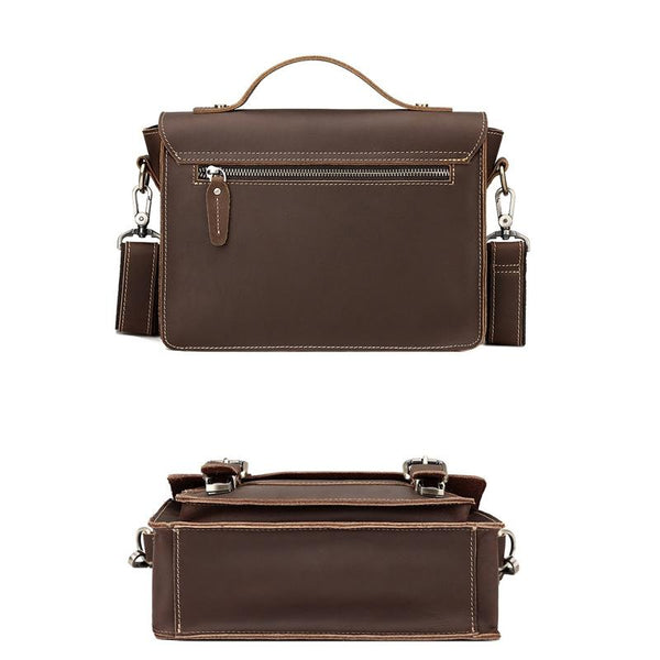 Retro Leather Men Crossbody Bag Small Square Brown Women's Bags & Handbags