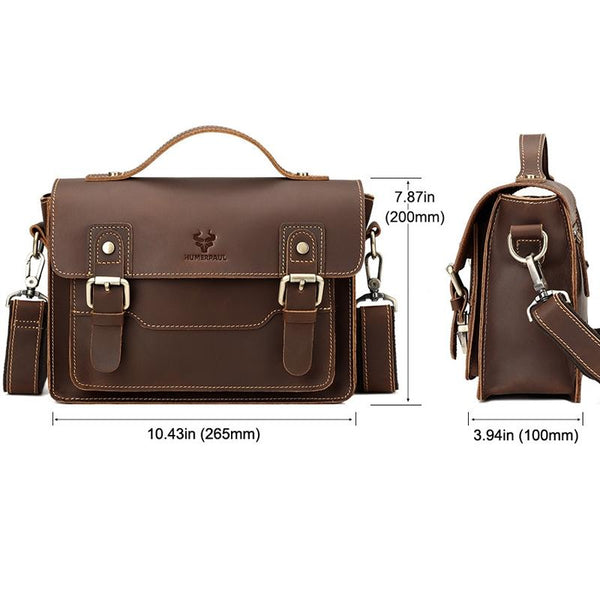 Retro Leather Men Crossbody Bag Small Square Brown Women's Bags & Handbags