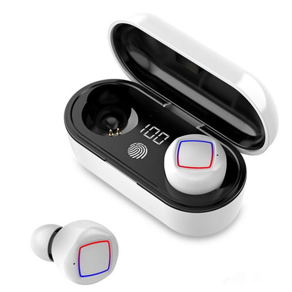 Wireless Fingerprint Touch With Led Display And Charging Case Black Earbuds