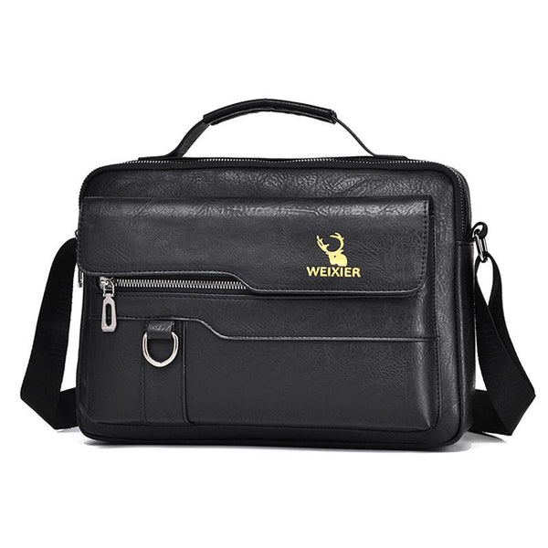 Leather Men Shoulder Bag Business Laptop Case Retro Design Black Bags